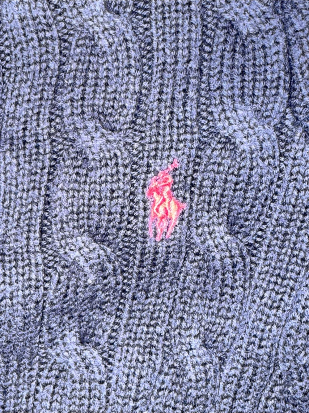 🐎 Ralph Lauren Navy Cable-Knit Sweater with Pink Pony Detail 4/4T